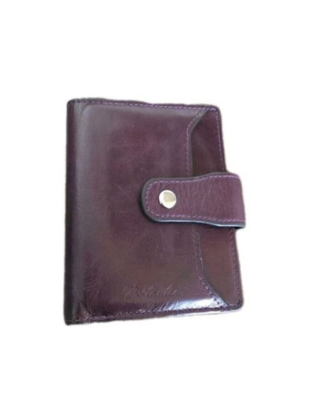 EUC Bostanten Women's Purple Eggplant Leather Snap Wallet WITHOUT ID Card Holder
